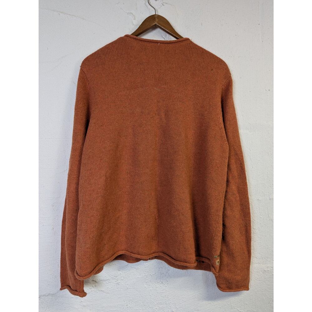 Embroidered Floral Cardigan Sweater Orange Zip Autumn Granny Cottage Womens XL - Picture 4 of 8